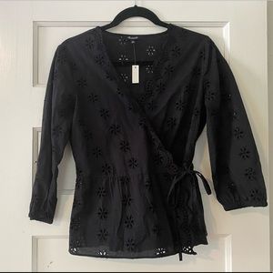 NWT Madewell Scalloped Eyelet Wrap Top XS